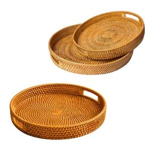 Plateau en rotin naturel PHU HAO avec poignées, panier tissé à la main pour servir et ranger les aliments - Product Image 1
