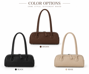 PU Leather Natural <b>Soft</b> Eco Friendly Boston Classic Fashion <b>Handbag</b> Zipper Single Strap Shoulder Bag Large Capacity Underarm - Product Image 1