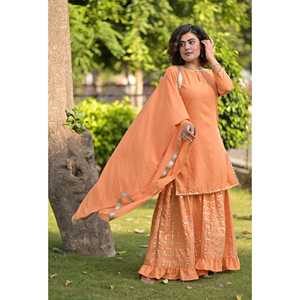 Conjunto de Traje de Gasa Chiffon Gotta Color Durazno del Desierto, Talla XS - Product Image 5