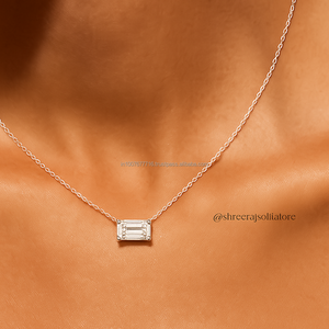 จี้เพชรสร้อยคอเพชรตัดสีเขียวมรกต2ct 1CT สีเงินและทอง10K 14K - Product Image 4