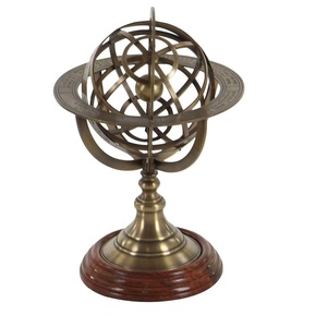 Globe décoratif vintage en laiton avec base en bois, globe astronomique céleste antique, objet de décoration pour la maison ou le bureau - Product Image 2