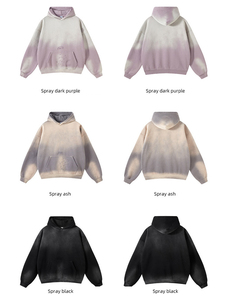 Custom Logo <b>Oversized</b> Heavyweight 100% Cotton Dip Dye <b>Hoodies</b> Men Vintage Y2K Gradient Acid Wash Spray Pullover <b>Long</b> Winter - Product Image 1