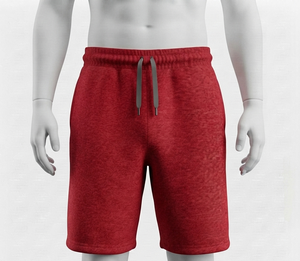 Shorts Bermuda Homme en Coton Rouge avec Cordon de Serrage, Couleur Unie, Décontracté, Taille Mi-Haute, Tricoté, Respirant, Coupe Classique - Product Image 1