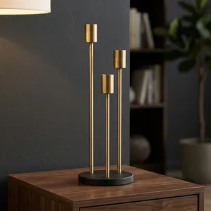 Metal and Marble <b>Nesting</b> <b>Candle</b> Holder Minimalist Decorative Taper Candlestick Holders for Dining Table Home Decor - Product Image 3