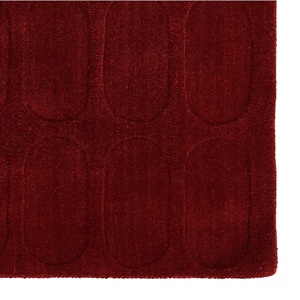 Alfombra de Lana Roja Contemporánea, Hecha a Mano, con Diseño Geométrico Moderno, Alfombra de Textura Suave para Sala de Estar o Dormitorio - Product Image 5