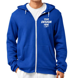 Sudadera con Capucha para Hombre, Azul, Ultra Suave, Mezcla de Algodón, con Cierre Frontal Completo y Bolsillos, Sudadera Deportiva Cómoda de Felpa - Product Image 1