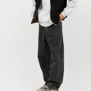 Nouvelle Arrivée Jean en Denim Délavé Foncé Coton Extensible Coupe Ample Hip Hop Pantalon Décontracté Vêtements Personnalisés OEM Marque Privée - Product Image 4