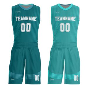 ชุดบาสเก็ตบอล Teamname แบบซับลิเมชั่น ระบายเหงื่อได้ดี ผ้าตาข่าย เสื้อและกางเกงขาสั้น ชุดเซ็ตสำหรับผู้ใหญ่ แบบยูนิเซ็กซ์ คอวี แขนกุด ผ้าโพลีเอสเตอร์ 360gsm - Product Image 1