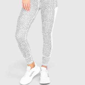High Waist Full-Length Twist Simple <b>Leggings</b> with Side Stripe and Four-Way Stretch Spandex Nylon Fabric - Product Image 1