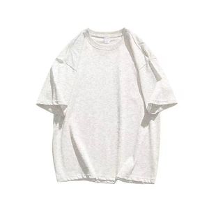 New Customized Oversized Men's <b>White</b> Cotton T-<b>Shirt</b> Short Sleeve O-Neck Casual Knitted Solid Color Blank Top Regular Length - Product Image 1
