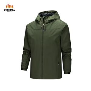 Men's Demi-Season Softshell Winter Jacket Stand Collar Waterproof Hoodie with PU Zipper Rainy Day <b>Work</b> Suitable - Product Image 3