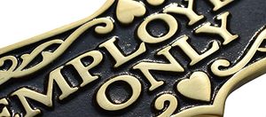 Brass Finish Employees Only Sign Metal Door Plaque Office Information Sign Business Workplace Staff Access <b>Wall</b> Door Decor - Product Image 6