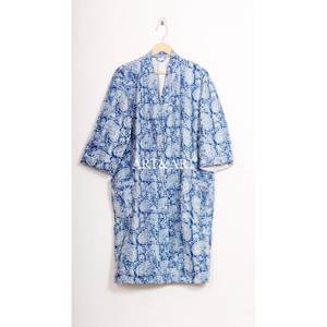 Robe de nuit Kantha élégante faite à la main pour l'été et l'automne, imprimé floral, kimono japonais, bohème, multicolore, décontractée, 100% coton - Product Image 2