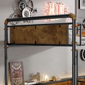 Letto a Castello in Metallo Industriale Separabile Twin XL su Twin XL con Sponde di Sicurezza, Struttura Nera per Ragazzi e Persone di Taglia King - Product Image 3