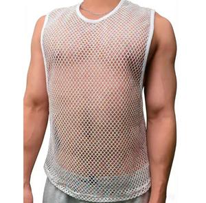 CANBELLO SPORTS Men's <b>Mesh</b> Sleeveless Tank <b>Top</b> O-Neck Solid Color Knitted Breathable Street Style Hollow Out 100% Polyester 120g - Product Image 4