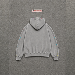 PREMIUM DISTRESSED DARK GREY OVERSIZED HOODIE VINTAGE WASHED GREY SOFT COTTON DAILY WEAR RELAXED STREET STYLE MODERN CASUAL LUXU - Product Image 6