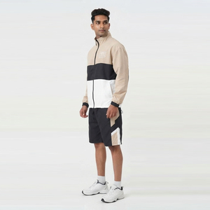 <b>Men</b> Color Blocking Windbreaker Jacket & Drawstring Shorts Set Breathable Lightweight 100% Nylon <b>Men</b> Short Waterproof <b>Tracksuit</b> - Product Image 3