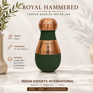 โถทองแดงสีเขียวแบบตอกลายจาก Indian exports international (ทองแดงบริสุทธิ์รับรองมาตรฐาน) - Product Image 2