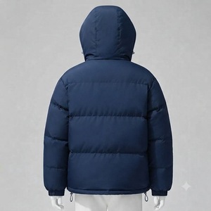 Veste matelassée à capuche, couleur unie, rembourrée de duvet, coupe-vent, manteau d'hiver décontracté, coupe régulière, unisexe, fermeture éclair épaisse matelassée - Product Image 5