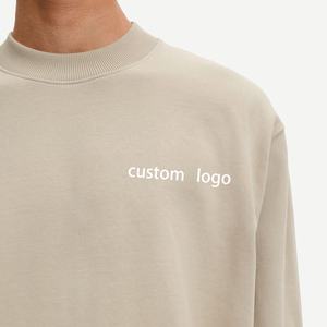 Sweat-shirt à col rond surdimensionné pour homme, couleur unie, logo personnalisé imprimé sur le devant, pull décontracté en tricot, mélange de coton, vêtements d'hiver - Product Image 5