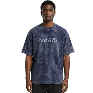 T-shirt Homme en Coton 100% Coupe Classique Délavé à l'Acide avec Logo Personnalisé, Tissu Satiné Lourd Décontracté à Séchage Rapide – Vente en Gros - Product Image 5