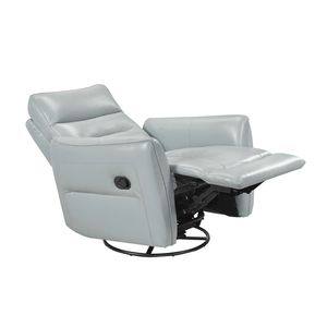 Poltrona Reclinabile di Lusso con Movimento Girevole, Rivestimento in Pelle Aqua, Struttura in Legno Massello, Arredamento per Soggiorno - Product Image 4
