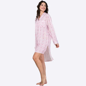 Custom logo Wholesale Women's High Quality Oversized <b>Shirt</b> Print Loungewear <b>Nightdress</b> Manufacturers - Product Image 2