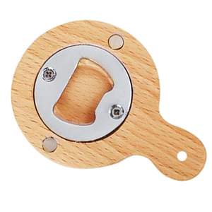 Ouvre-bouteille en bois rond avec logo personnalisé, décoration moderne pour la maison, aimant de réfrigérateur promotionnel, ouvre-bouteille de bière - Product Image 3