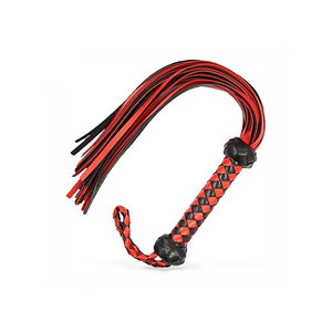<b>Red</b> Leather Whip With Braided Strips And Tassel Ends - Product Image 6