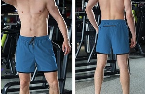 Shorts de course d'été personnalisés bleus 2026 pour hommes – Shorts de sport, de jogging et de fitness à séchage rapide, respirants pour la gym - Product Image 3