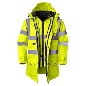 Chaqueta de Trabajo con Capucha Reflectante de Alta Visibilidad, Azul, Poliéster, Uniforme de Seguridad Unisex - Product Image 4
