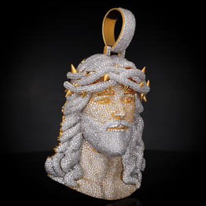 Pendentif Breloque Tête de Jésus en Moissanite Taille Brillante Plaqué Or Jaune 18K, Style Hip Hop Religieux Chrétien, Personnalisable pour Hommes et Femmes - Product Image 5