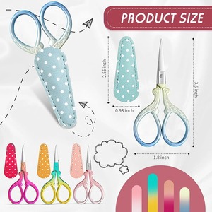1 pièce Ciseaux à broderie pour cuticules avec étui en cuir synthétique, 3,6 pouces, en acier inoxydable, ciseaux de couture vintage pour travaux d'aiguille - Product Image 4