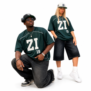 Heavyweight Performance Mesh American Football Jersey Raglan Shoulder Boxy Fit Forest Green Custom Unisex Top Private Label - Product Image 2