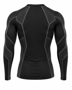 <b>Men's</b> Long Sleeve <b>Compression</b> Rash Guard Black Quick Dry Breathable Eco-Friendly Nylon Polyester Athletic Workout Top - Product Image 5
