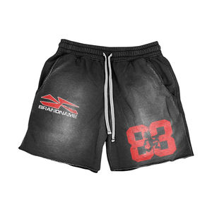 Ensemble deux pièces en velours tissé lourd et confortable |   Ensemble sweat-shirt et short pour homme avec logo personnalisé imprimé, style streetwear, automne - Product Image 3