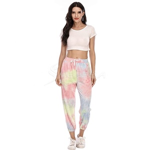 Streetwear tie dye pantalones las mujeres jogger sudor pantalones con 2 bolsillos laterales - Product Image 3