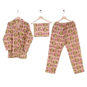 Vestido de Noche Holgado de Algodón para Mujer, Pijama de Novia, Ropa de Dormir, Hecho a Mano, Estampado Floral Jaipuri Vintage, Transpirable y Suave - Product Image 1