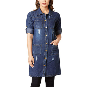 High Quality <b>Women</b> Long Denim <b>Jacket</b> New Style Clothes Casual Trendy Female <b>Spring</b> Comfortable Denim <b>Jacket</b> for <b>Women</b> OEM - Product Image 1