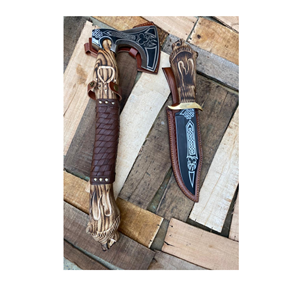 Hand Forged Tomahawk <b>Axe</b> With Wooden <b>Handle</b> And Leather Wrap For Survival Use - Product Image 5