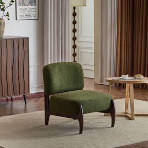 Poltrona Lounge Moderna in Bouclé da 25,5 Pollici con Struttura in Legno Massello, Rivestimento Morbido e Resistente per Soggiorno e Camera da Letto - Product Image 3
