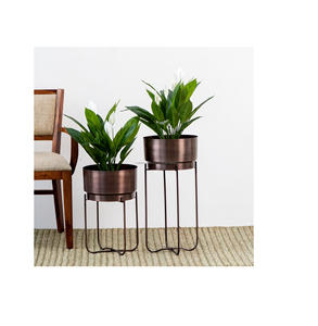 Maceta de lujo Bohemia, Metal de hierro chapado en oro antiguo, hecha a mano, nuevo acento, casa de campo, vivero, maceta, soporte de flores - Product Image 5