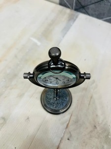 Black Modern Brass <b>Table</b> <b>Clock</b> with Designer Base Handmade and Portable Promotional Gift-OLD WORLD TREASURE HANDICRAFTS BC-003 - Product Image 3