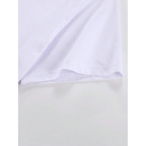 เสื้อยืดคอตตอนสีขาวพิมพ์ลายต้นปาล์มสำหรับผู้ชาย พร้อมกางเกงขาสั้นสีดำ ชุดสตรีทแวร์สำหรับฤดูร้อน เนื้อผ้าถักทอระบายอากาศได้ดี คอกลม - Product Image 2
