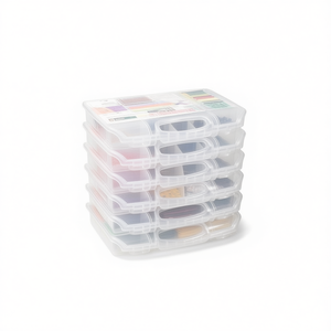 Contenitore portaoggetti in plastica trasparente con scomparti per materiali per il fai da te e piccole parti, contenitore rettangolare portatile impilabile - Product Image 2