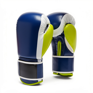Gants de boxe en cuir bleu, à doigts entiers, avec fermeture auto-agrippante et sangle de poignet réglable, pour l'entraînement des enfants - Product Image 1
