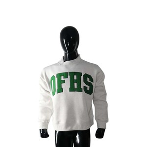 Sweat-shirt col montant ou col rond personnalisé OFHS OEM en molleton de coton épais avec broderie chenille lettres, style streetwear - Product Image 1