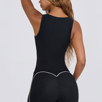 Atasan Musim Panas Trendi Wanita, Tank Top V-neck Tanpa Punggung, Atasan Ribbed Slim Polos Tanpa Lengan, Tank Top Halter Neck Polos Wanita