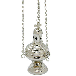 เครื่องหอมแบบสี่สายพร้อมดีไซน์รูปกากบาท |   กระถางธูปเคลือบเงินสำหรับโบสถ์ - DOUBLE VEE EXPORTS - Product Image 1