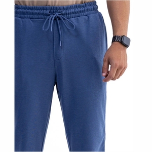 Men's Blue Sweatpants Elastic Waist <b>Drawstring</b> Closure Side Pockets Casual Jogger Pants Autumn Wear - Product Image 6